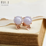 Sakura Beauty: Type A Lavender Jadeite 18K Rose Gold Earrings