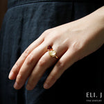 Soleil: Golden Rutile & Spessartite Garnet 18K Yellow Gold Toi Et Moi Ring