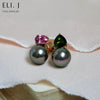 Margaret: Tahitian Pearls, Pink Tourmaline & Diopside 18K Rose Gold Earring