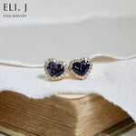 A Tender Heart: Blue Spinel & Diamond 18K Yellow Gold Earrings