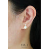 Queen Elizabeth Earrings: Ivory Akoya Pearl & White Sapphire 18K Yellow Gold Earrings