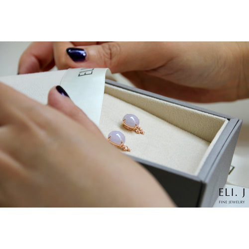 Sakura Beauty 2: Type A Lavender Jadeite 18K Rose Gold Earrings