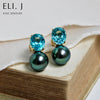 Bora Bora: Tahitian Pearls, Apatite 18K Yellow Gold Earrings
