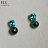 Bora Bora: Tahitian Pearls, Apatite 18K Yellow Gold Earrings