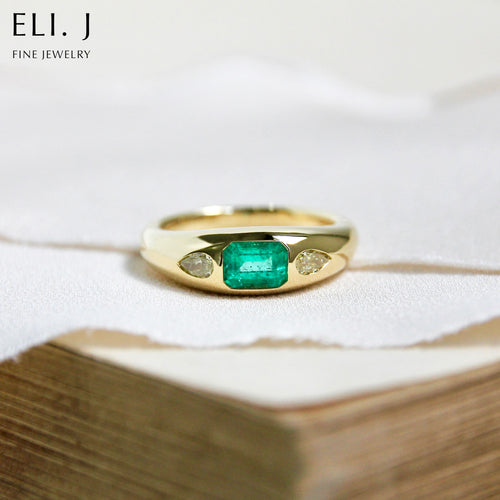 Eden: Emerald & Fancy Yellow Diamond 18K Yellow Gold Ring