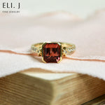 Estella: Orange-Pink Padparadscha Tourmaline & Diamond 18K Yellow Gold Ring