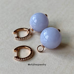 The "春季 (Spring)" Lavender Jadeite Huggies 18K Rose Gold Earrings