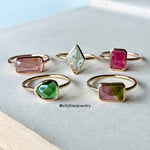 Bi-Colour Tourmaline 14K Yellow Gold Stacking Ring (Series 1)