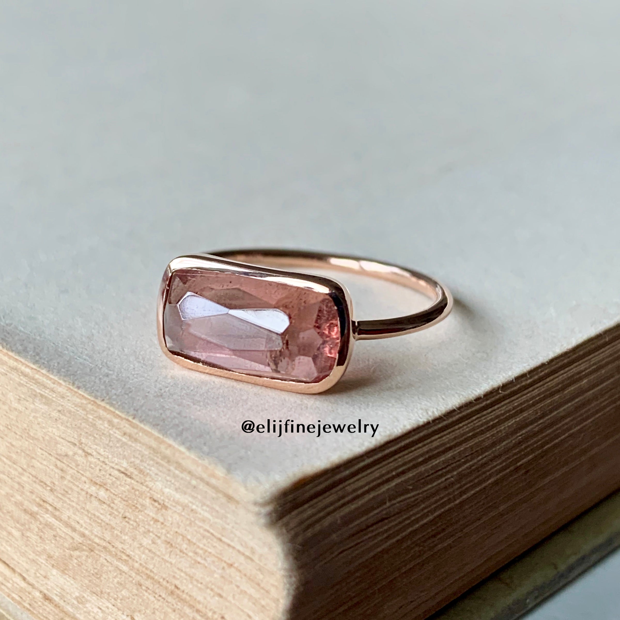 Pink tourmaline stackable shop ring