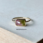 Bi-Colour Tourmaline 14K Yellow Gold Stacking Ring (Series 1)