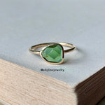 Green Tourmaline 14K Yellow Gold Stacking Ring (Series 1)