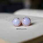 The "春季 (Spring)" Lavender Jadeite 18K Rose Gold Earrings