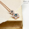 Lumi Necklace: Type A White Jadeite Cabochon & Swiss Blue Topaz 18K Rose Gold Pendant