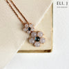 Lumi Necklace: Type A White Jadeite Cabochon & Swiss Blue Topaz 18K Rose Gold Pendant