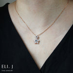 Lumi Necklace: Type A White Jadeite Cabochon & Swiss Blue Topaz 18K Rose Gold Pendant