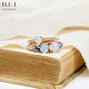 Lumi Ring: Type A Burmese White Jadeite Cabochon & Swiss Blue Topaz 18K Rose Gold Ring