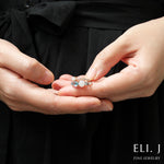 Lumi Ring: Type A Burmese White Jadeite Cabochon & Swiss Blue Topaz 18K Rose Gold Ring