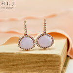 Rose: Type A Burmese Lavender Jadeite Custom Cut & Diamond 18K Rose Gold Earring