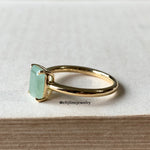Jade Gems: Emerald Cut Green Jadeite 18K Yellow Gold Ring