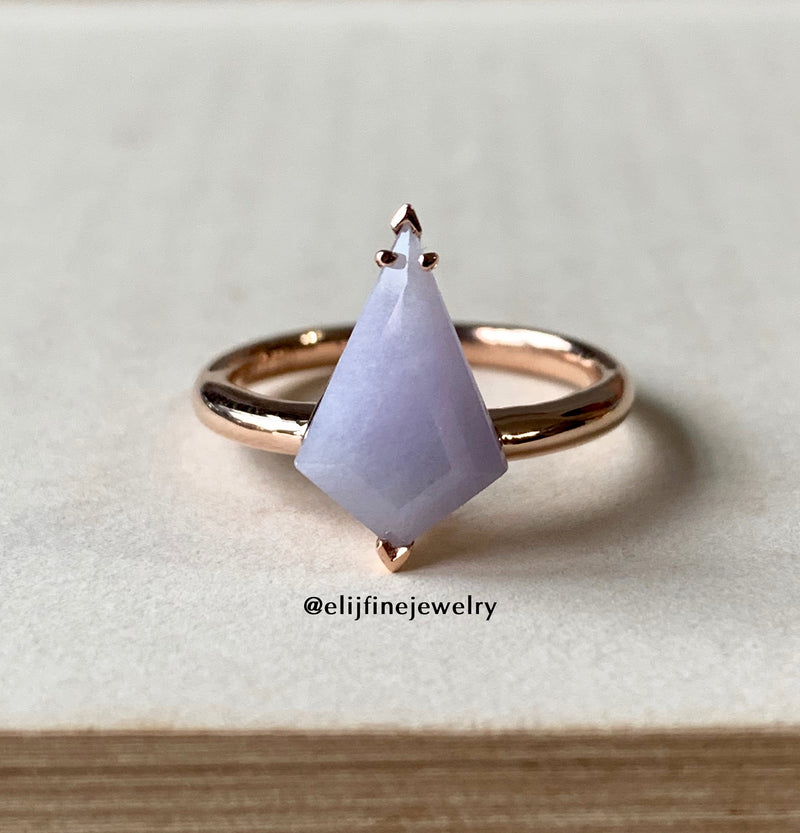 Jade Gems: Kite Lavender Jadeite 18K Rose Gold Ring