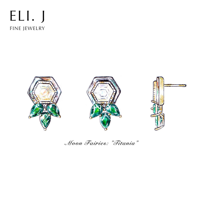 Moon Fairies: "Titania" 14K Yellow Gold Earrings