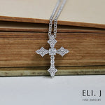 Love: Diamond 18K White Gold Cross Necklace
