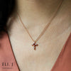 Love: Diamond & Ruby 18K Rose Gold Cross Necklace