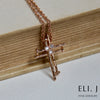 The Nails: Diamond 18K Rose Gold Cross Necklace