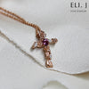 Garden of Gethsemane: Diamond & Spinel 18K Rose Gold Cross Necklace