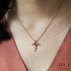 Garden of Gethsemane: Diamond & Spinel 18K Rose Gold Cross Necklace