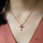 Garden of Gethsemane: Diamond & Spinel 18K Rose Gold Cross Necklace